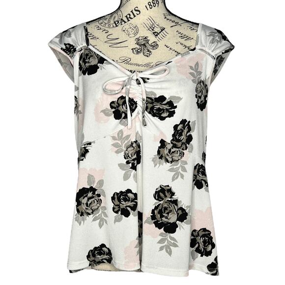 Candies X-LARGE Front Ruched Bodice Tie Sleeveless Semi-Sheer Tank Top - Picture 1 of 8